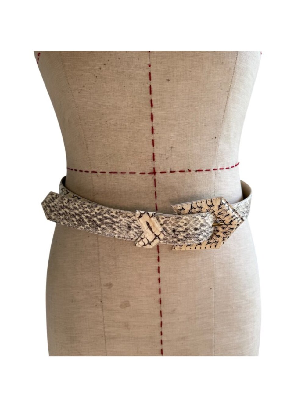 Ritz Snake Skin Belt With Gold-Tone Buckle M/L Size Cream & Black Pattern - Picture 2 of 9
